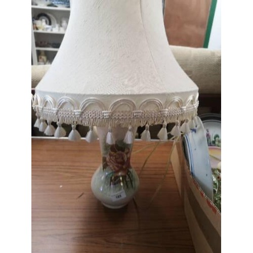 185 - Box of collectables includes lustre lamp.