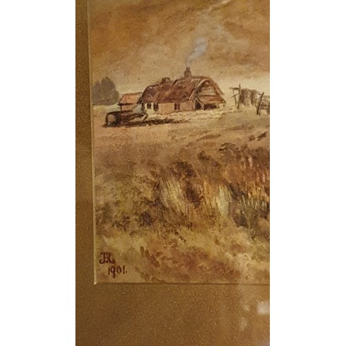 123d - Scottish scene watercolour  sheep farming by the sea signed and dated 1901.