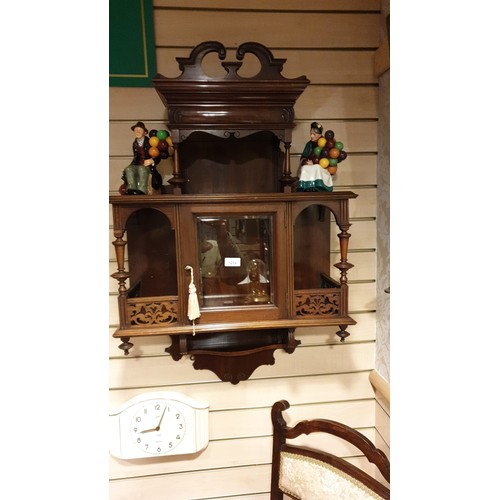 123a - Fantastic Victorian ornate Wall Cabinet with glassed door to centre Archaic carvings .