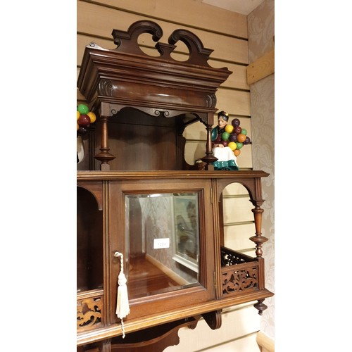 123a - Fantastic Victorian ornate Wall Cabinet with glassed door to centre Archaic carvings .