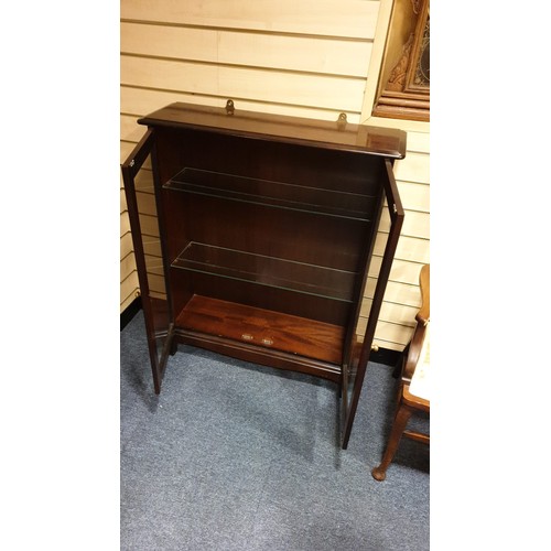 114 - Lovely  Stag Glassed 2 door Bookshelf with brass know handles  and glass shelves 80 cms length 25 cm... 