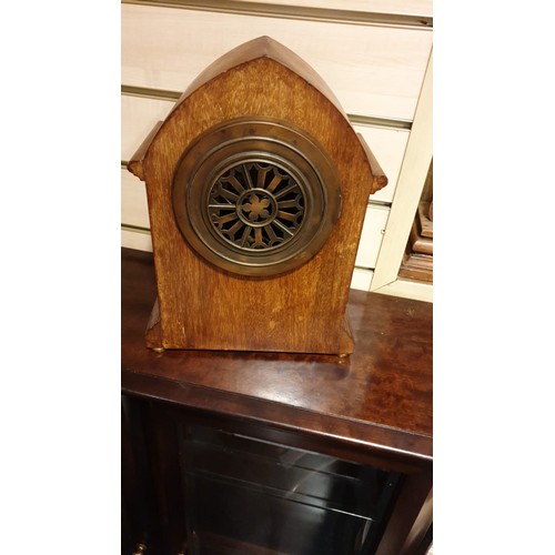 111a - Large Stunning  Edwardian inlaid clock with pendulum  Archaic  top leading to beautiful  inlaid swag... 