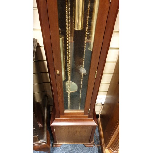 107 - Large Tempus Fugit grandfather Clock 1970s with pendulum  and Weights maker James Stewart from Armag... 