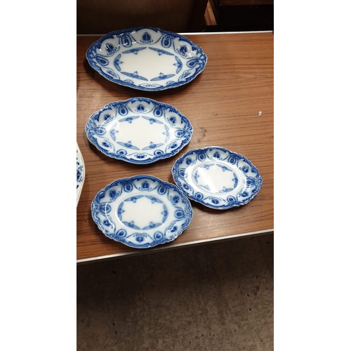 98 - Large selection  of Victorian  blue and white platters.