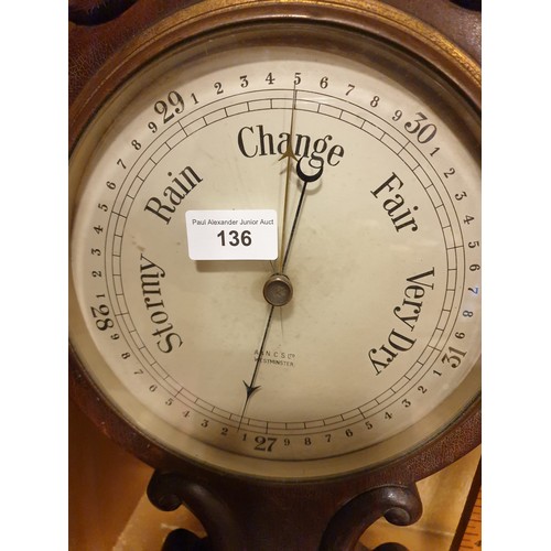 136 - Large antique A & NCS Westminster barometer with art nouveau design .