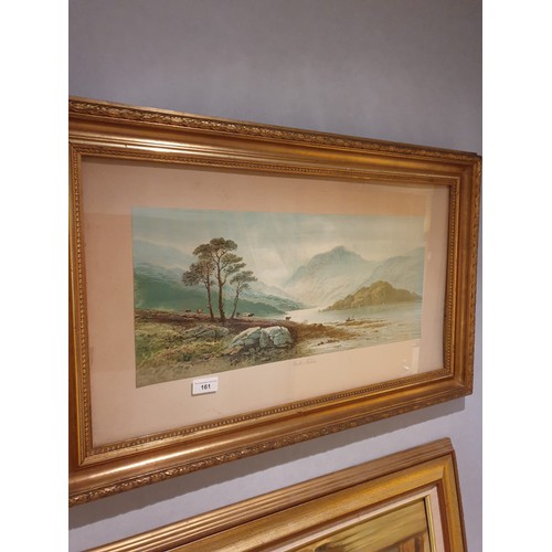 161 - Large Victorian loch Highland scene  titled loch Nevis in fitted frame .