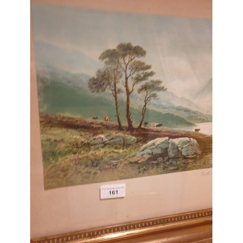 161 - Large Victorian loch Highland scene  titled loch Nevis in fitted frame .