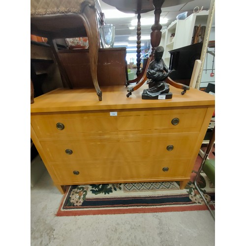 242 - Edwardian inlaid style 3 drawer chest of drawers .