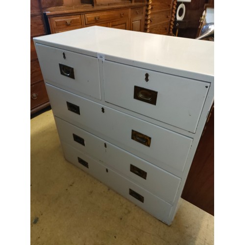 229 - Military Campaign Chest of drawers painted white .