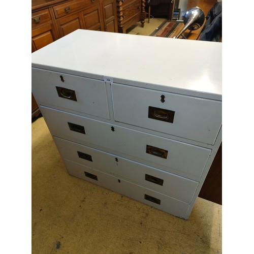 229 - Military Campaign Chest of drawers painted white .