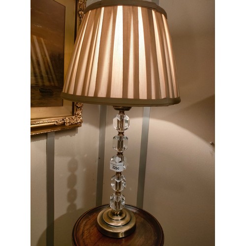 220c - Modern Crystal style Glass Columned table lamp.