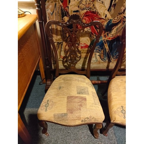 215 - Pair of Victorian Parlour chairs with ceramic caster feet  .