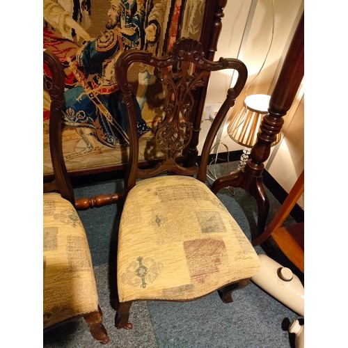 215 - Pair of Victorian Parlour chairs with ceramic caster feet  .