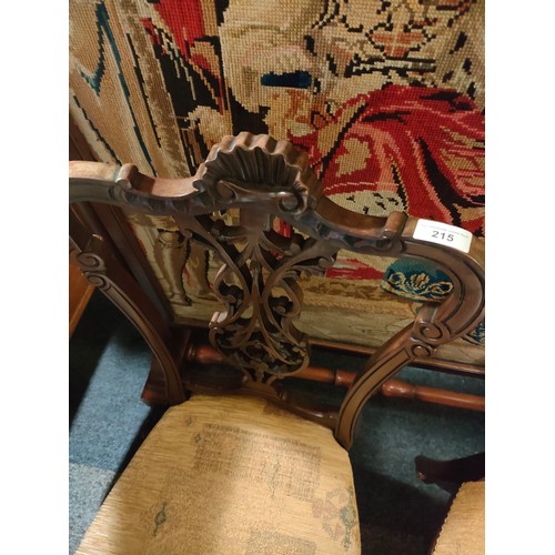 215 - Pair of Victorian Parlour chairs with ceramic caster feet  .