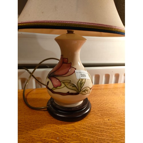 209 - Moorcroft Cream Table Lamp set with flower design .