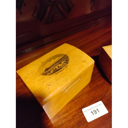 191 - 2 Mauchline ware box banks Portbello pier and skegness