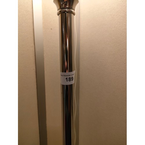 189 - Chrome Modern Floor lamp with glass shade .