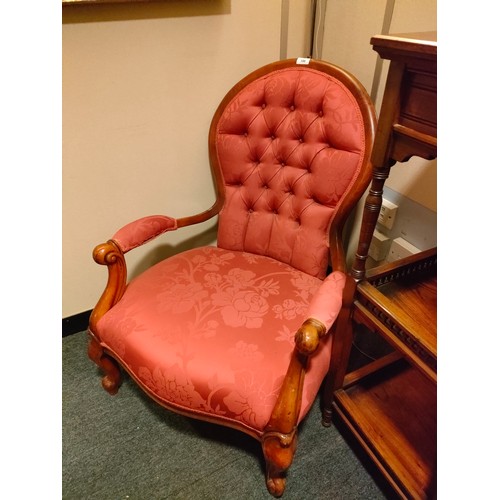 188 - Beautiful example of a Reproduction button back arm chair .