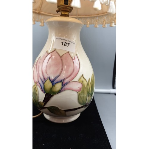 187 - Moorcroft table lamp a/f.