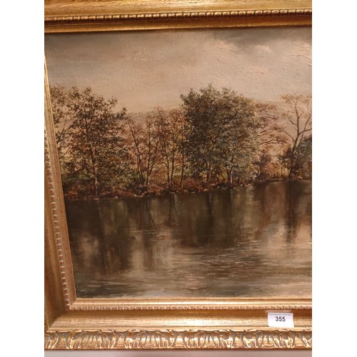 355 - Large Scottish river Tay aberfeldy scene oil painting fitted in gilt frame signed Andrew Welch