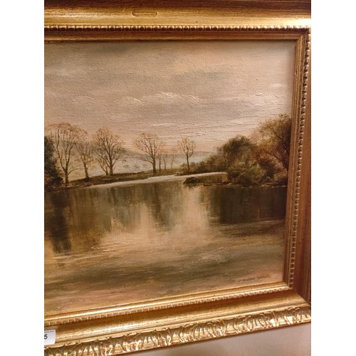 355 - Large Scottish river Tay aberfeldy scene oil painting fitted in gilt frame signed Andrew Welch