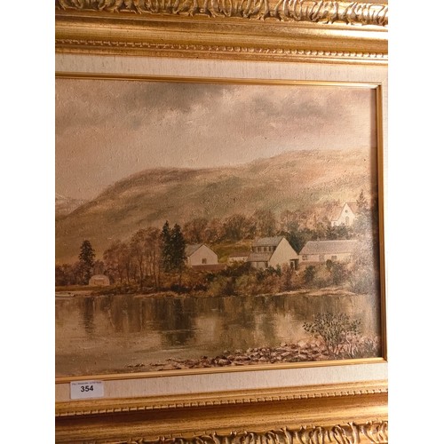 354 - Large Scottish oil painting depicting fornighty Nairn highland scene signed Andrew Welch