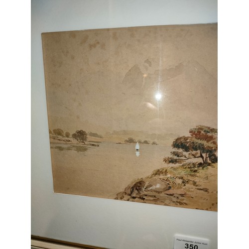 350 - Large watercolour of highland scene framed signed by RS LEGS .