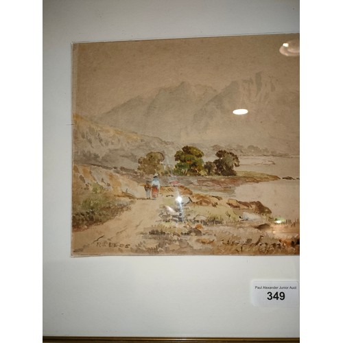 349 - Large Early Highland scene water colour Signed RS LEGS. framed .