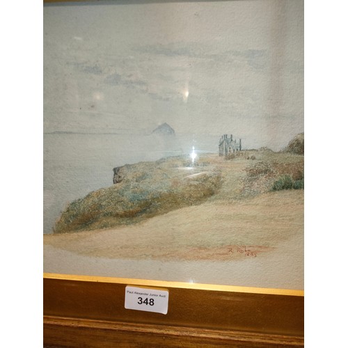 348 - Early water colour depicting Possible scottish Scene of fife forth signed R Rule dated 1885