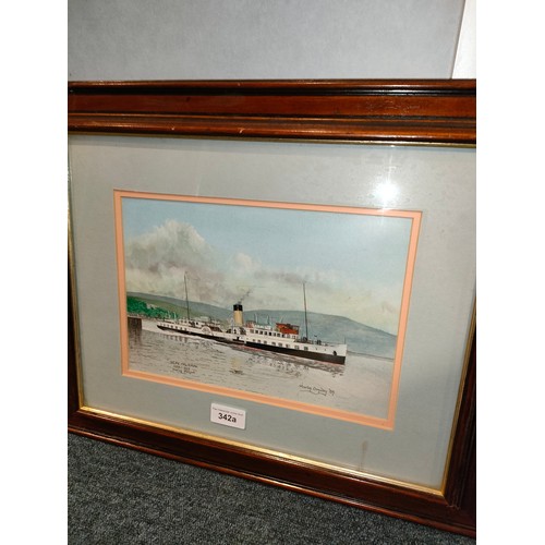 342A - Boat Scene on loch water colour signed Martin conway 85.