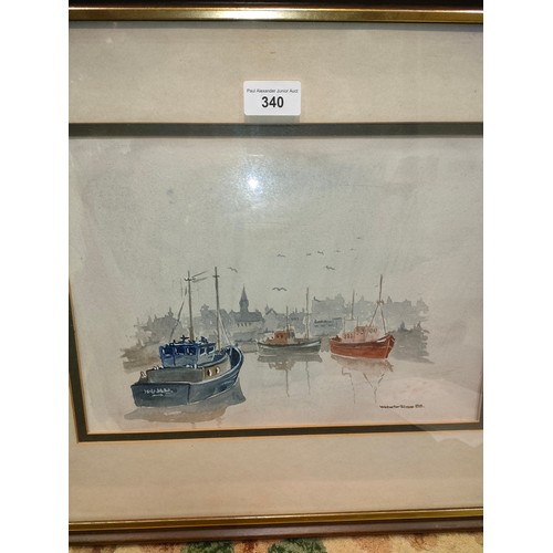 340 - Harbour Scene watercolour signed Webster Ross. 89. framed .