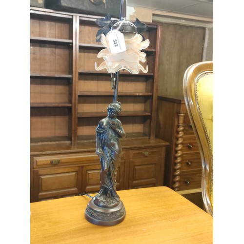 332 - Bronze Lady figural table lamp.