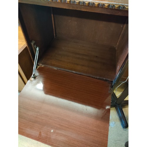 258 - Edwardian inlaid cabinet on brass support . needs some attention.