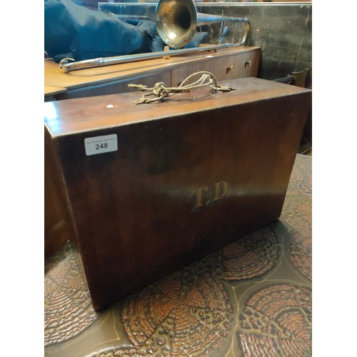 248 - Antique tool box with intials TD.