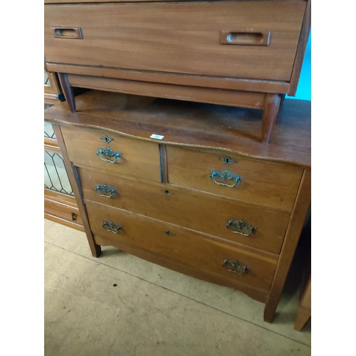 240 - 19th century bow style front 2 over 2 oak chest .