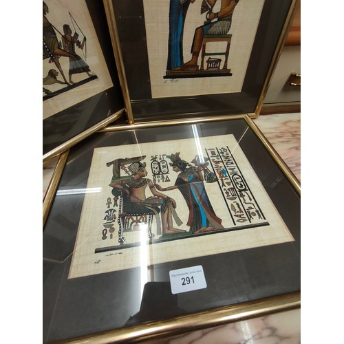 291 - 3 Egyptian modern pictures framed .