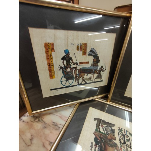 291 - 3 Egyptian modern pictures framed .