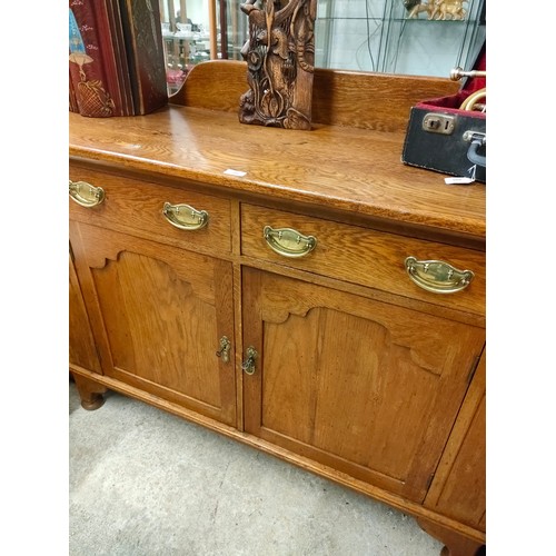 289 - Large art nouveau beautiful oak sideboard .