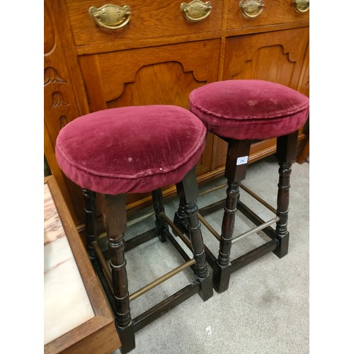 288 - Pair of mahogany bar stools.