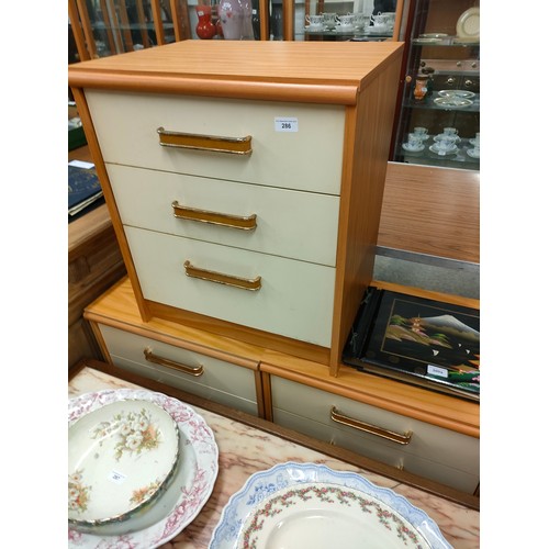 286 - 3 Stag 3 drawer bed side cabinets .