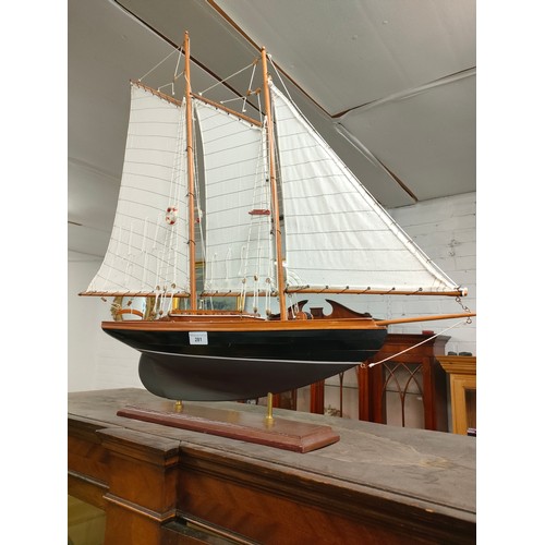 281 - Large impressive boat model on stand .