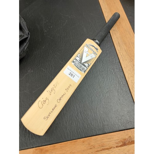 261 - Small Cricket bat signed by Scottish captain 2004 Craig Wright .