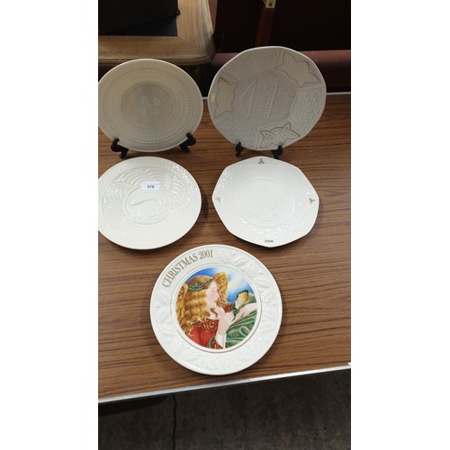 379 - Lot of Belleek includes Christmas plate etc .