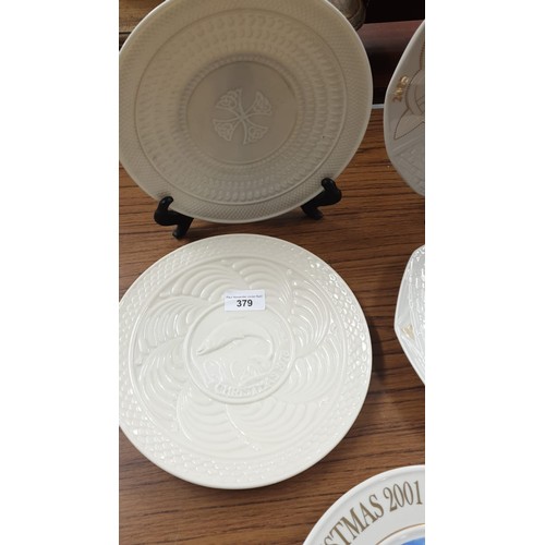 379 - Lot of Belleek includes Christmas plate etc .