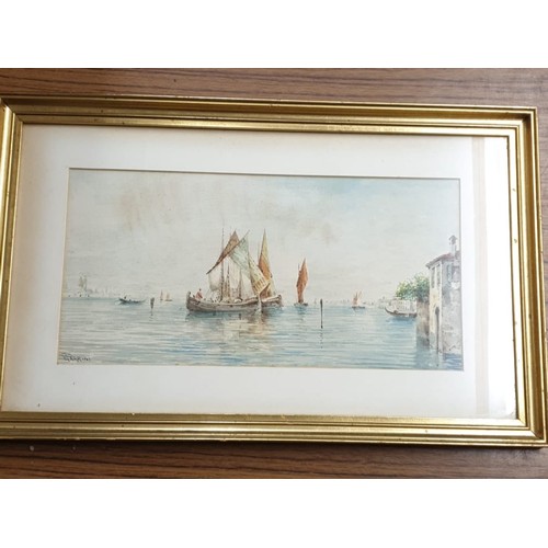 76 - Pair of water colour boat scene water colours signed by E Parrini.