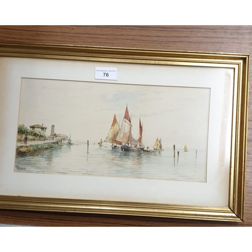 76 - Pair of water colour boat scene water colours signed by E Parrini.