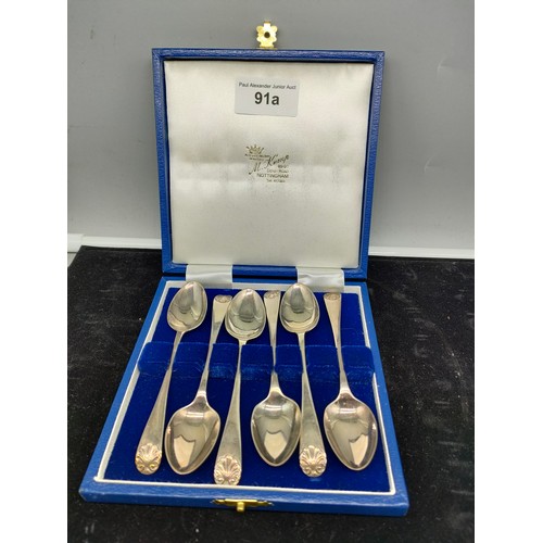 91a - Set of 6 silver hall marked Birmingham spoons makers JS & S.