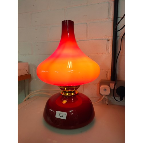 77d - Italian glass mushroom lamp.