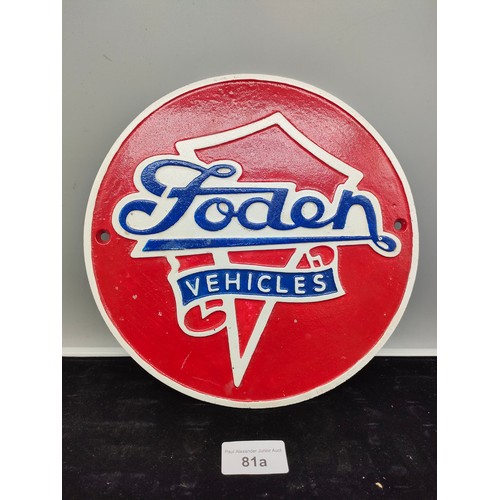 81a - Cast iron Foden truck plaque .