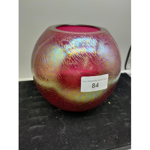 84 - Large Royal brierley studio iridescent vase signed .